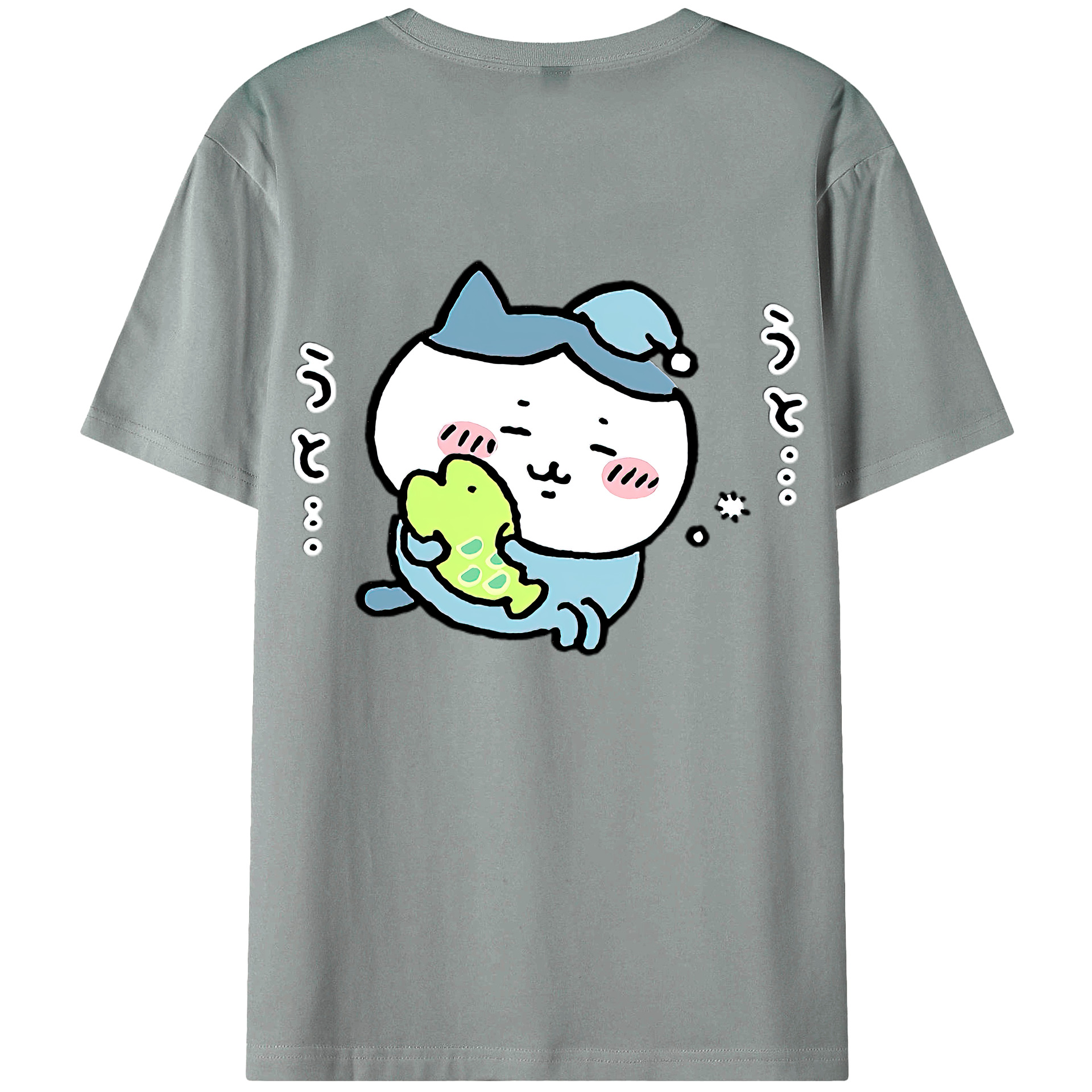 （画像用） ちいかわ ハチワレ Chii-kawa hachiware 綿100％ メンズ半袖Tシャツ（バックプリント） 通気性